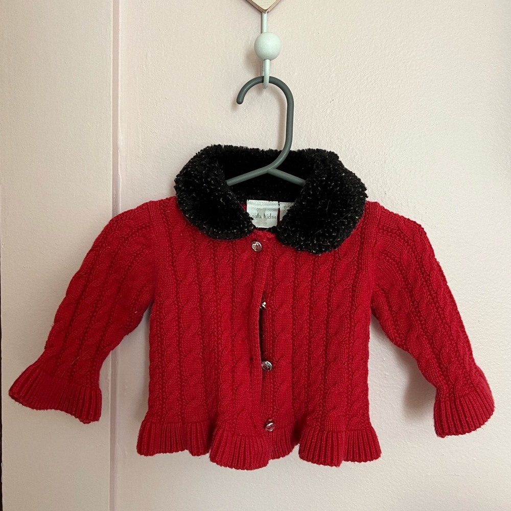 baby sweater w fur collar